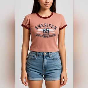 D) Vintage American 85 Co-Ed Surf Competition T-Shirt – Size M